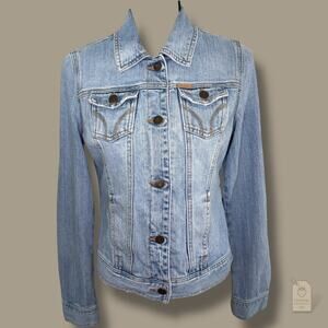 Hollister Light Wash Denim Jacket Women’s Medium Button Front Classic Fit